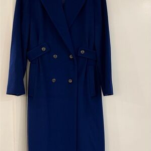 Vintage Blue Wool Long Coat Made in Canada | Classic Tailored Winter Coat
